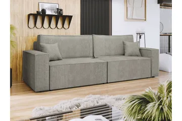 Hobson Sovesofa 3-personers i Plys - Grå - Møbler - Sofaer - Sovesofaer