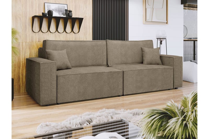 Hobson Sovesofa 3-personers i Plys - Brun - Møbler - Sofaer - Sovesofaer