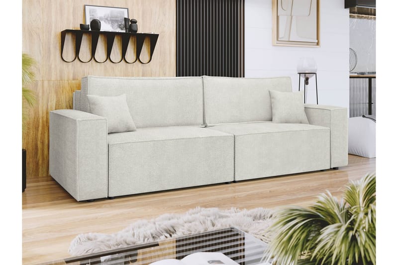 Hobson Sovesofa 3-personers i Plys - Hvid - Møbler - Sofaer - Sovesofaer