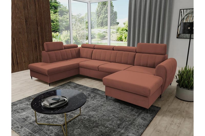Hoffman Sofa med Chaiselong og Divan 4-personers - Kobber - Møbler - Sofaer - U Sofa