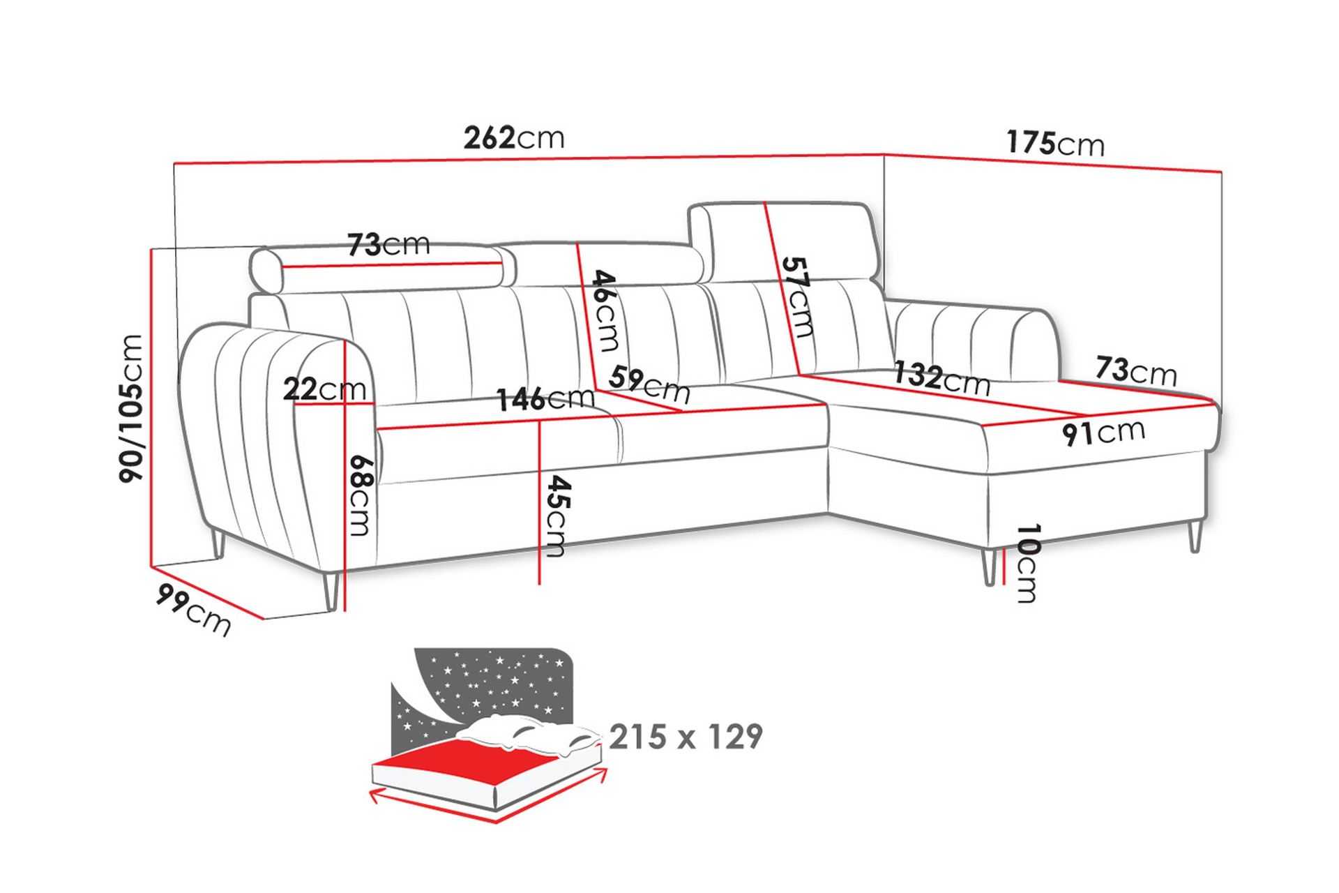 Hoffman Sofa med Divan 3-seter - Marineblå - Møbler - Sofaer - Sofa med chaiselong