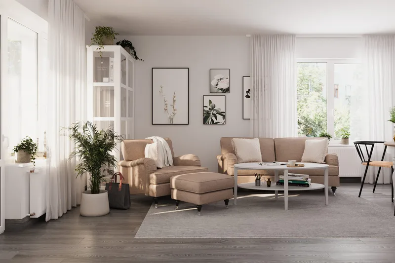 Howard Classic 2-personers Svunget Stofsofa - Mørkebege - Møbler - Sofaer - Howard sofa