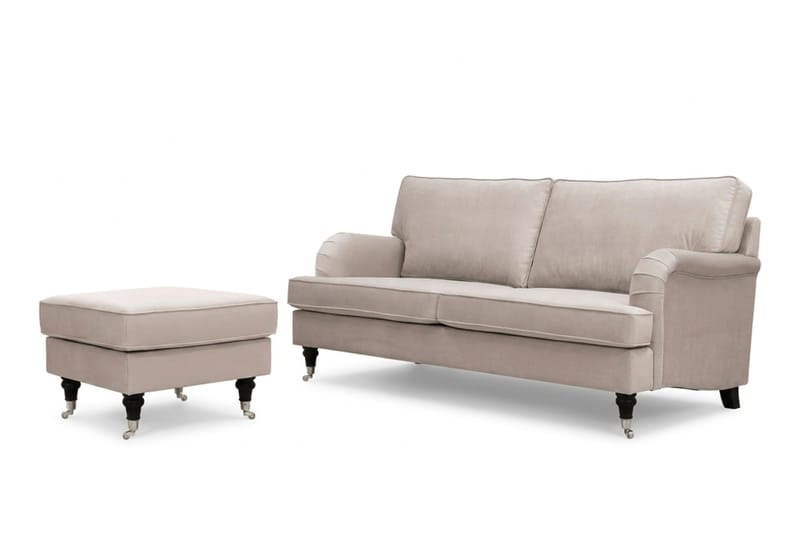 Howard Classic sofagruppe 3-personers sofa og fodskammel i fløjl - Beige - Møbler - Sofaer - Sofagrupper - Howard sofagruppe