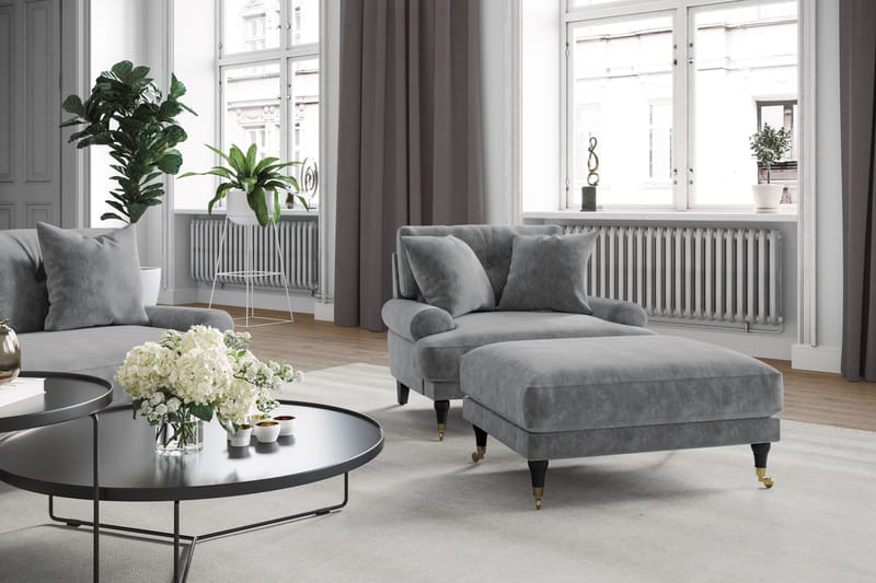 Andrew 2-personers Fløjlssofa - Lysegrå - Møbler - Sofaer - Howard sofa