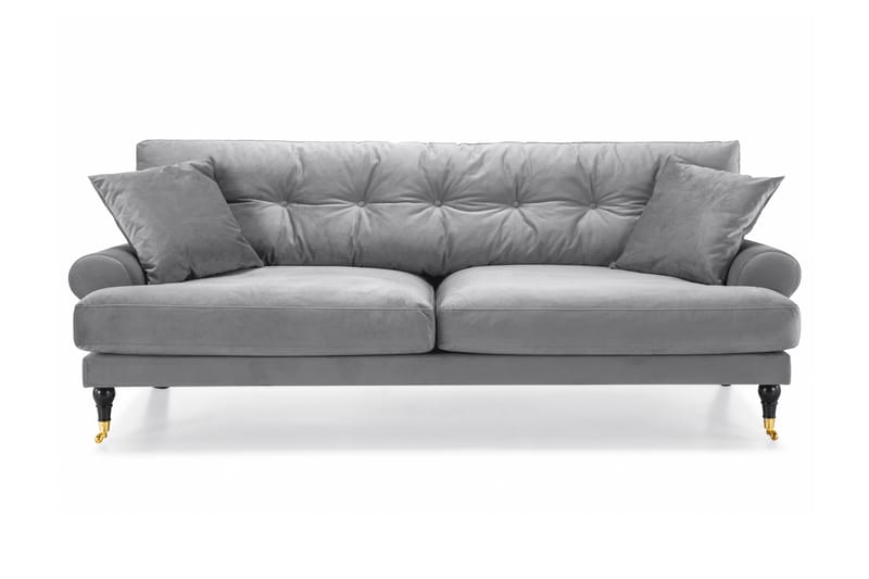 Andrew 3-personers Fløjlssofa - Lysegrå - Møbler - Sofaer - 3 personers sofa