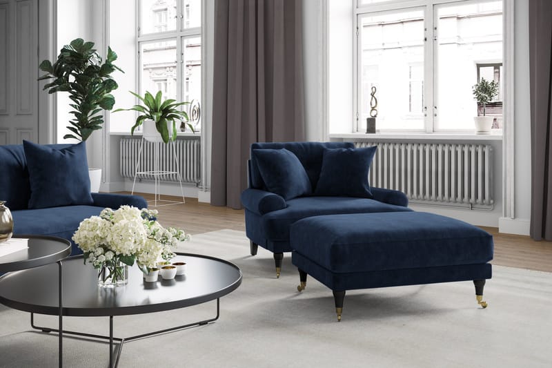 Andrew 3-personers Fløjlssofa - Blå - Møbler - Sofaer - Howard sofa