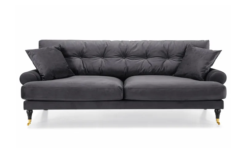 Andrew 3-personers Fløjlssofa - Mørkegrå - Møbler - Sofaer - 3 personers sofa