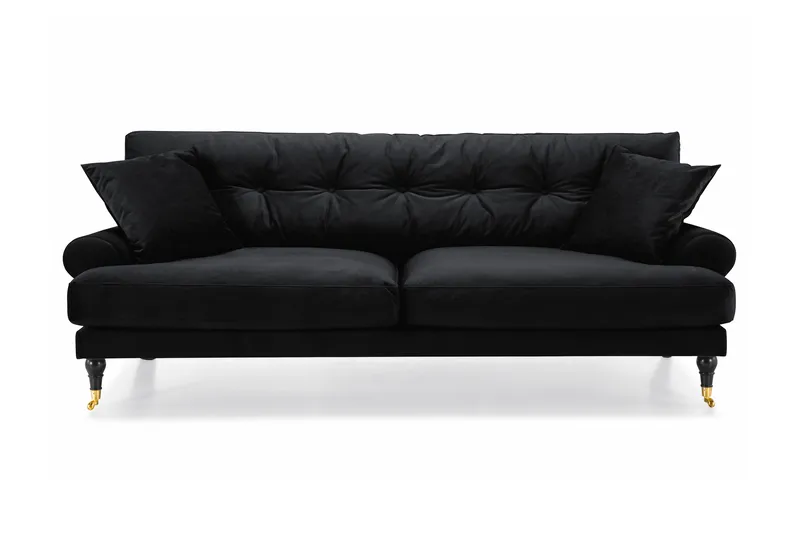 Andrew 3-personers Fløjlssofa - Sort - Møbler - Sofaer - 3 personers sofa