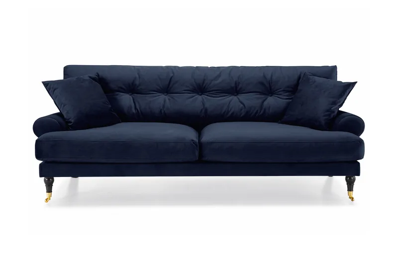 Andrew 3-personers Fløjlssofa - Blå - Møbler - Sofaer - 3 personers sofa