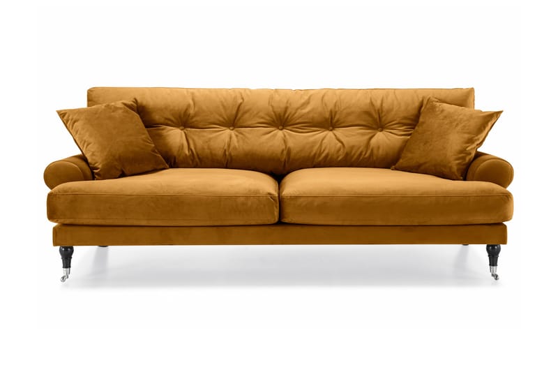 Andrew 3-personers Fløjlssofa, Mørkegul