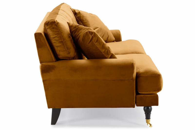 Andrew Sofaarrangement 3-personers + 2-personers Sofa + Lænestol + Fodskammel i Fløjl - Mørkegul - Møbler - Sofaer - Howard sofa