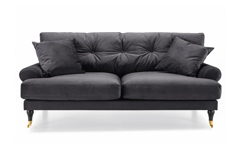 Andrew Veloursofa 2-pers - Mørkegrå/Messing - Howard sofa - Velour sofaer - 2 personers sofa