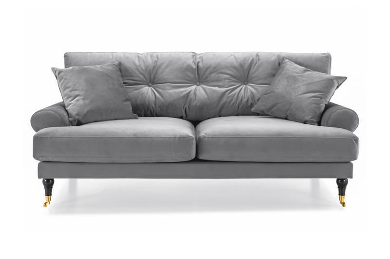 Andrew Veloursofa 2-pers - Sølvgrå/Messing - Howard sofa - Velour sofaer - 2 personers sofa