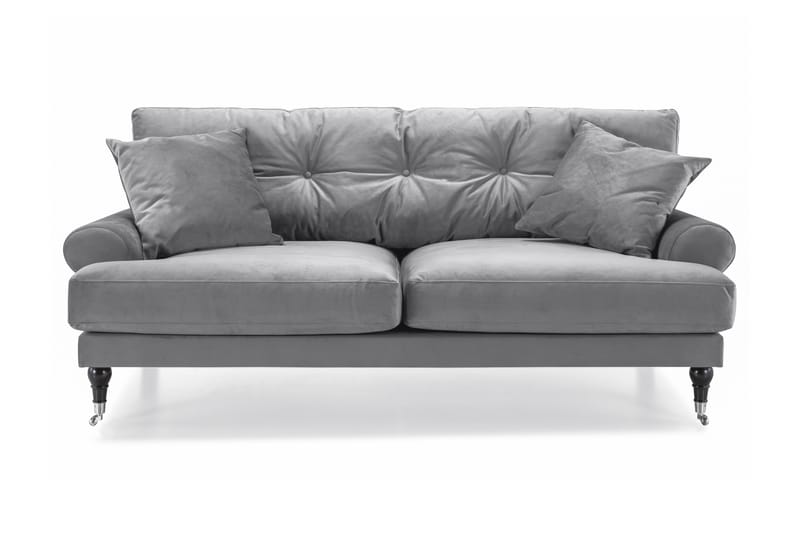 Andrew Veloursofa 2-pers - Sølvgrå/Krom - Howard sofa - Velour sofaer - 2 personers sofa