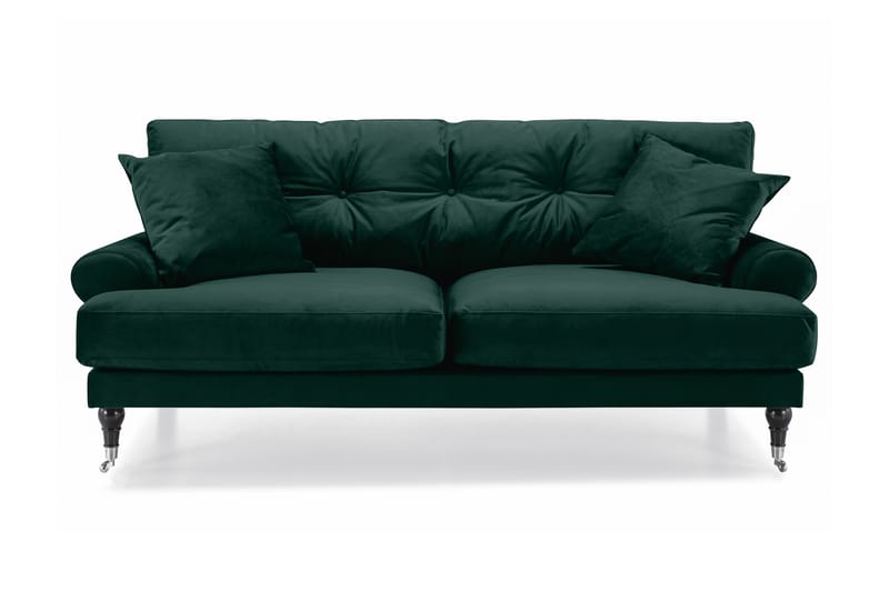 Andrew Veloursofa 2-pers - Mørkegrøn/Krom - Howard sofa - Velour sofaer - 2 personers sofa