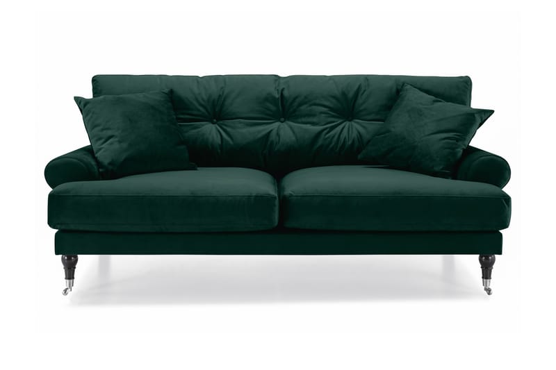 Andrew Veloursofa 2-pers - Mørkegrøn/Krom - Velour sofaer - 2 personers sofa - Howard sofa