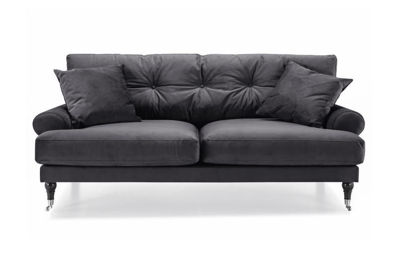 Andrew Veloursofa 2-pers - Mørkegrå/Krom - Howard sofa - Velour sofaer - 2 personers sofa