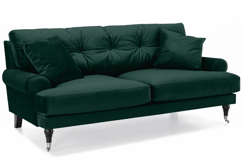 Andrew Veloursofa 2-pers - Mørkegrøn/Krom - Howard sofa - Velour sofaer - 2 personers sofa