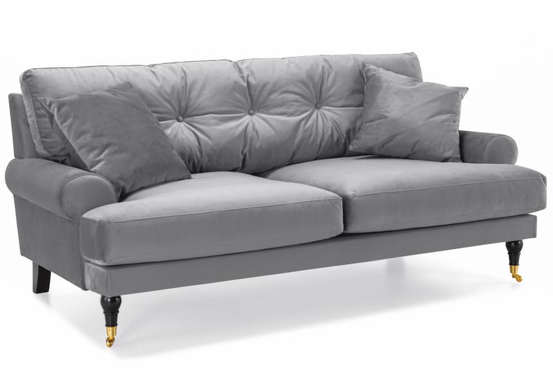 Andrew Veloursofa 2-pers - Sølvgrå/Messing - Howard sofa - Velour sofaer - 2 personers sofa