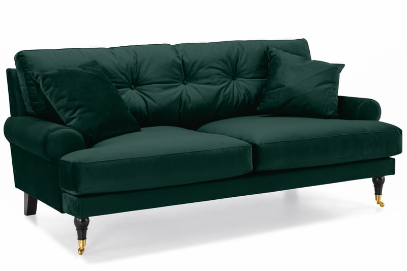 Andrew Veloursofa 2-pers - Mørkegrøn/Messing - Howard sofa - Velour sofaer - 2 personers sofa