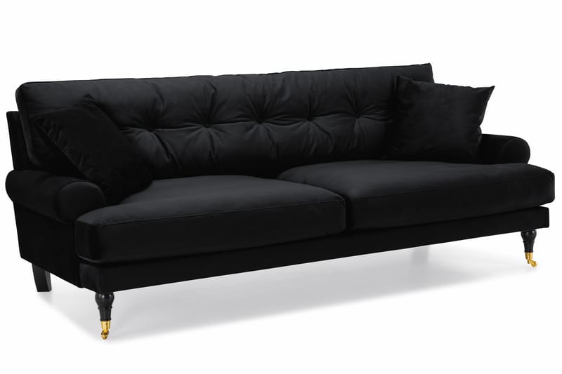 Andrew Veloursofa 3-pers - Sort/Messing - Howard sofa - Velour sofaer - 3 personers sofa