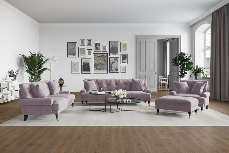 Andrew Veloursofa 3-pers - Lilla/Messing - Howard sofa - Velour sofaer - 3 personers sofa