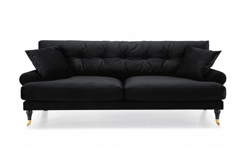 Andrew Veloursofa 3-pers - Sort/Messing - Howard sofa - Velour sofaer - 3 personers sofa