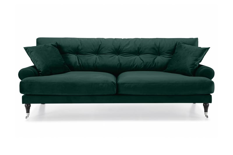 Andrew Veloursofa 3-pers - Mørkegrøn/Krom - Howard sofa - Velour sofaer - 3 personers sofa