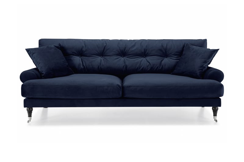 Andrew Veloursofa 3-pers - Midnatsblå/Krom - Howard sofa - Velour sofaer - 3 personers sofa