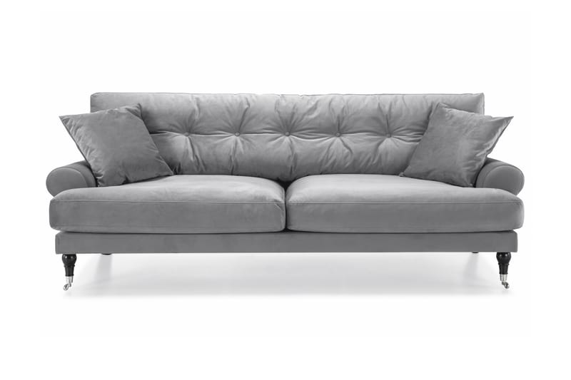 Andrew Veloursofa 3-pers - Sølvgrå/Krom - Howard sofa - Velour sofaer - 3 personers sofa