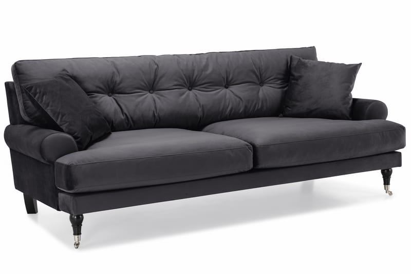 Andrew Veloursofa 3-pers - Mørkegrå/Krom - Howard sofa - Velour sofaer - 3 personers sofa
