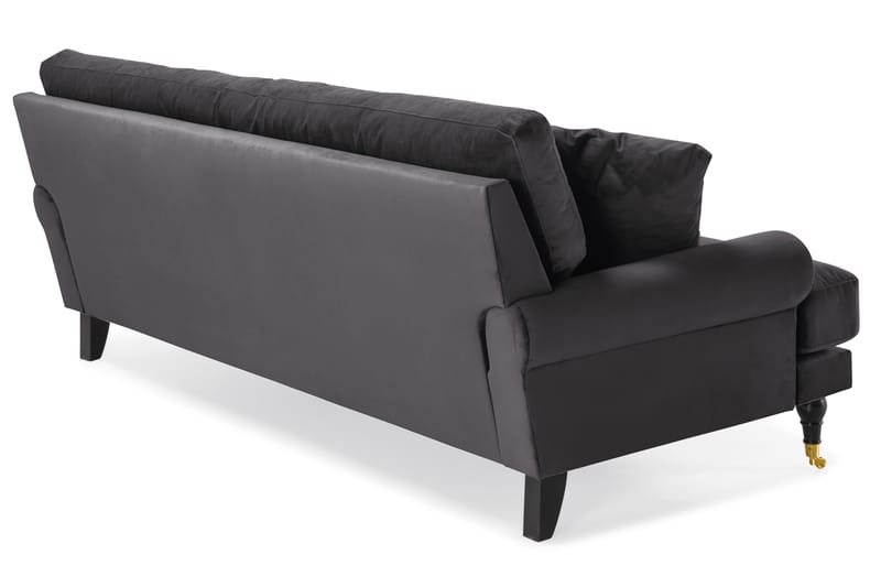Andrew Veloursofa 3-pers - Mørkegrå/Messing - Howard sofa - Velour sofaer - 3 personers sofa