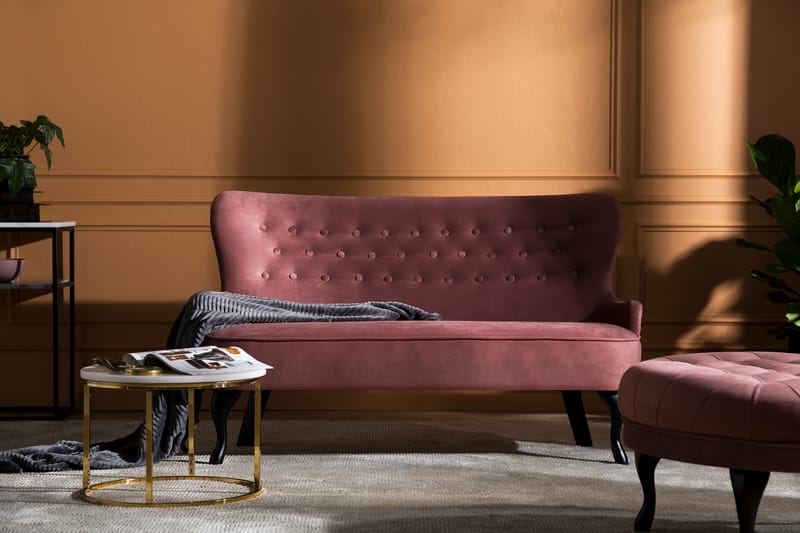 Dahlia Sofa - Rustlyserød Velour - Howard sofa - Velour sofaer - 2 personers sofa