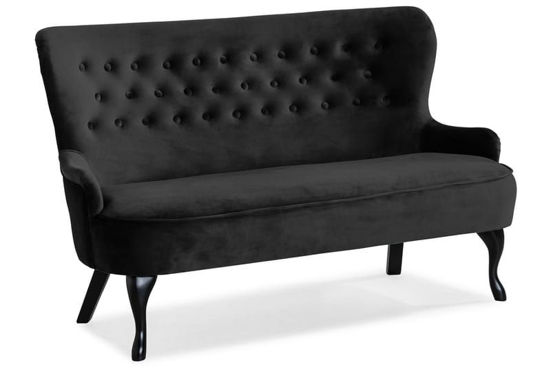 Dahlia Sofa Velour - Sort - Howard sofa - Velour sofaer - 2 personers sofa
