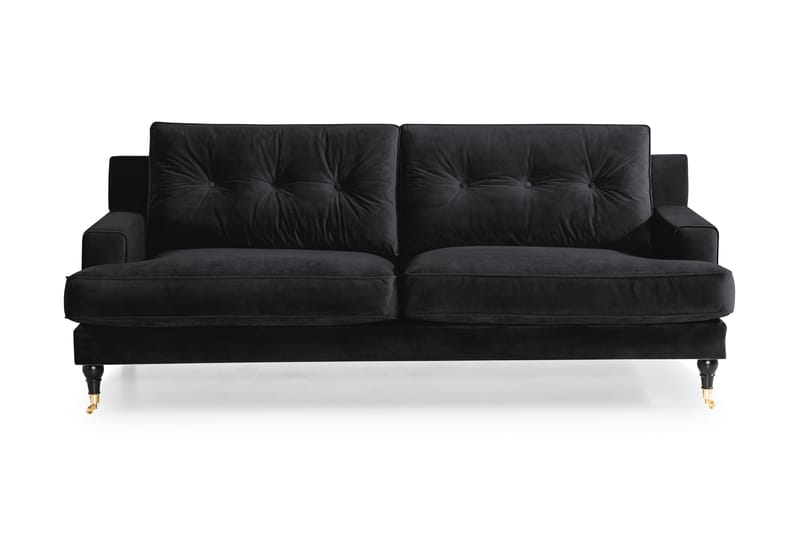 Dalby 3-personers Sofa Velour - Sort - Howard sofa - Velour sofaer - 3 personers sofa