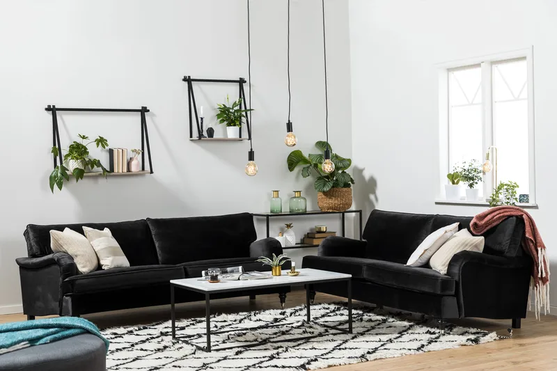 Howard Classic 2-personers Svunget Fløjlssofa - Sort - Møbler - Sofaer - Howard sofa