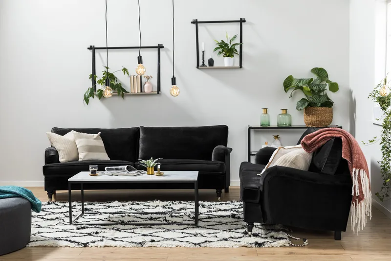 Howard Classic 2-personers Svunget Fløjlssofa - Sort - Møbler - Sofaer - Howard sofa