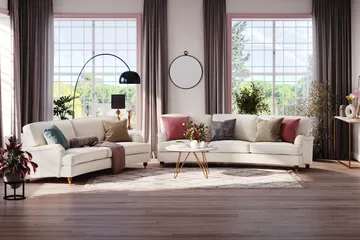 Howard Lyx 3-personers Svunget Fløjlssofa - Cremehvid - Møbler - Sofaer - Howard sofa