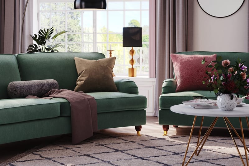 Howard Lyx 3-personers Svunget Fløjlssofa - Mørkegrøn - Møbler - Sofaer - Howard sofa