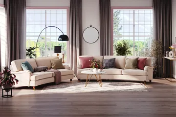Howard Lyx 3-personers Svunget Stofsofa - Beige - Møbler - Sofaer - Howard sofa
