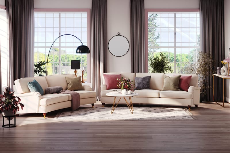Howard Lyx 3-personers Svunget Manchestersofa - Beige - Møbler - Sofaer - Howard sofa