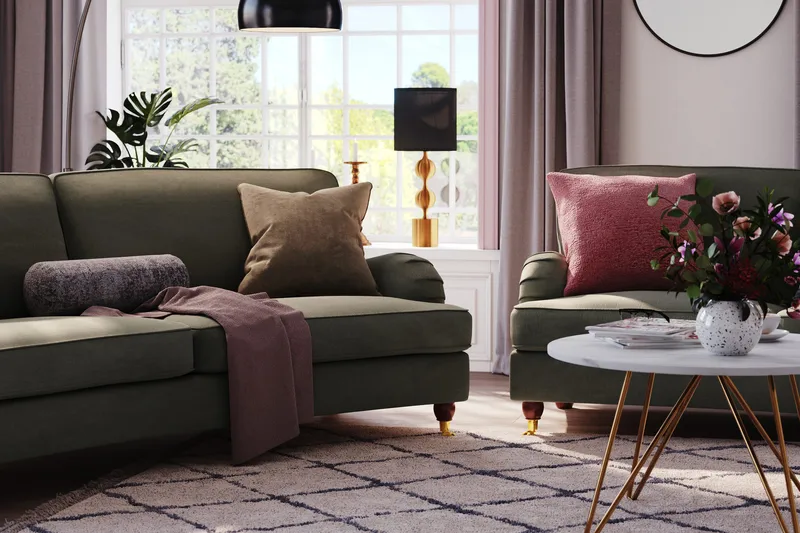 Howard Lyx 3-personers Svunget Manchestersofa - Mørkegrøn - Møbler - Sofaer - Howard sofa