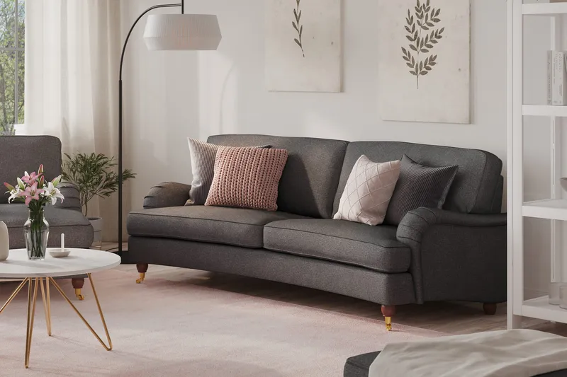 Howard Lyx 3-personers Svunget Stofsofa - Mørkegrå - Møbler - Sofaer - Howard sofa