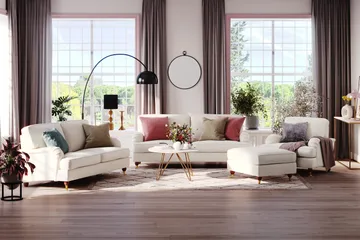 Howard Lyx 3-personers Fløjlssofa - Cremehvid - Møbler - Sofaer - Howard sofa