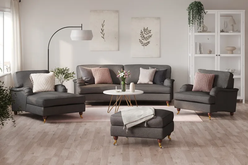 Howard Lyx 3-personers Svunget Stofsofa - Mørkegrå - Møbler - Sofaer - Howard sofa