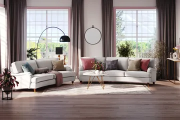 Howard Lyx 4-personers Svunget Stofsofa - Lysegrå - Møbler - Sofaer - Howard sofa