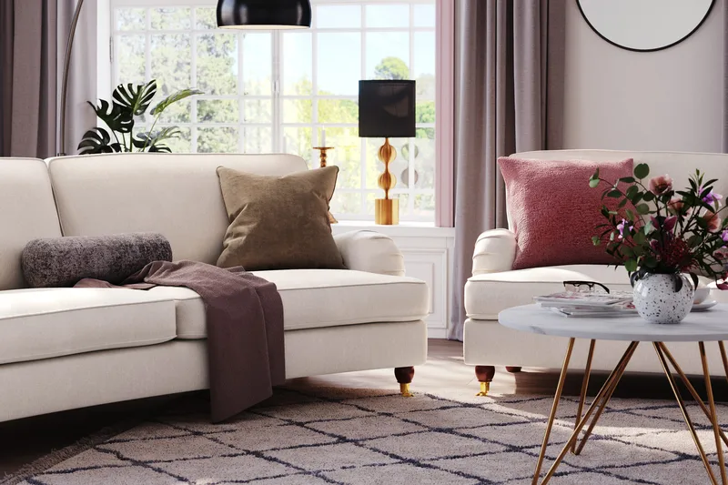 Howard Lyx 4-personers Svunget Fløjlssofa - Cremehvid - Møbler - Sofaer - Howard sofa