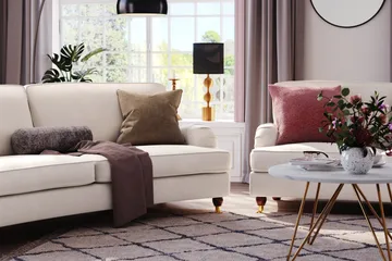 Howard Lyx 4-personers Svunget Fløjlssofa - Cremehvid - Møbler - Sofaer - Howard sofa