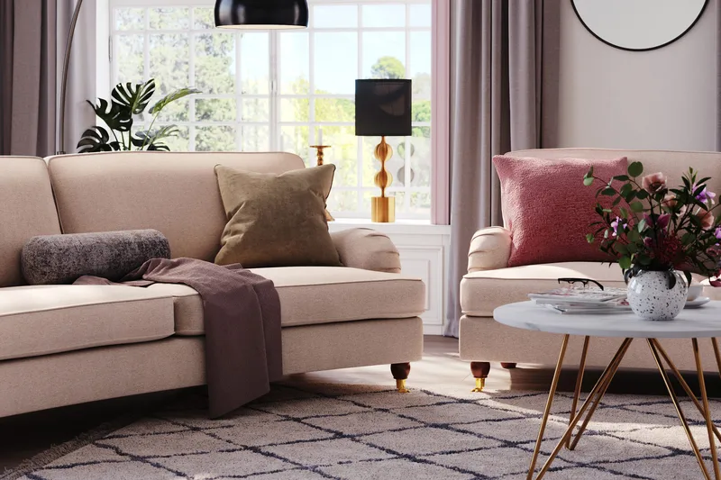 Howard Lyx 4-personers Svunget Stofsofa - Beige - Møbler - Sofaer - Howard sofa