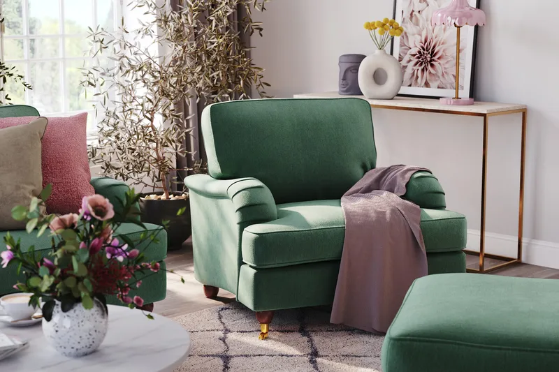 Howard Lyx 4-personers Fløjlssofa - Mørkegrøn - Møbler - Sofaer - Howard sofa